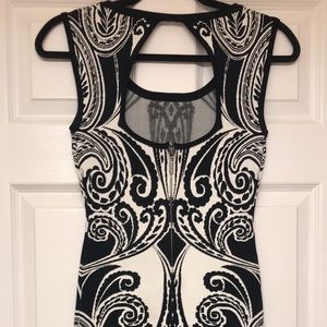 GUESS b&w paisley print bodycon dress
